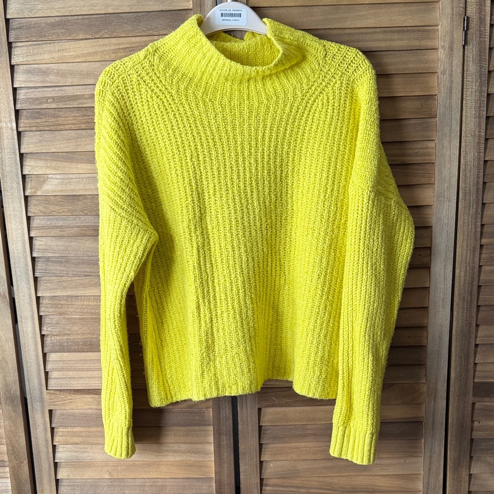 By Anthropologie Bright Yellow Thick Knit Funnelneck Sweater
